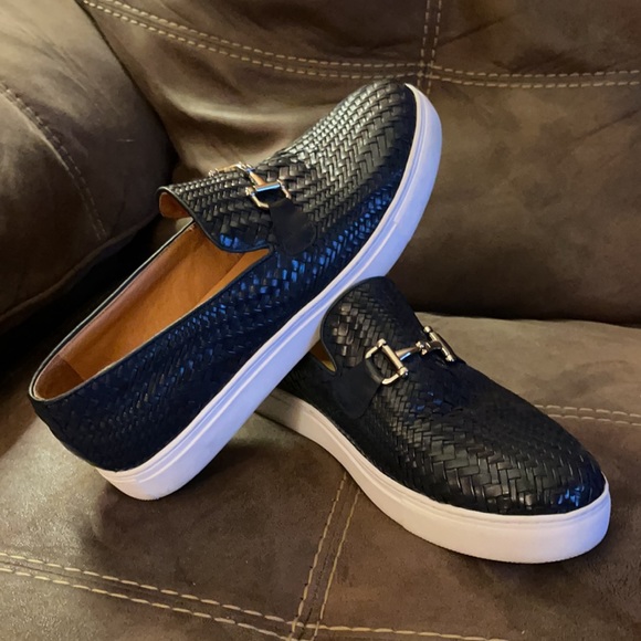 Marc Nolan Navy Woven Horse-Bit Sneakers - Picture 3 of 9